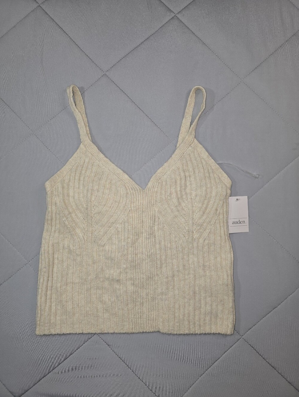 Auden Cream Ribbed V-Neck Cami NWT